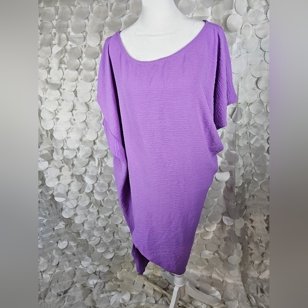 Purple‎ Off-Shoulder Swim Cover-Up | Loose Fit Beach Dress - Picture 5 of 7